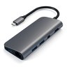 USB адаптер Satechi Aluminum Type-C Multimedia Adapter. Интерфейс USB-C. Порты USB Type-C Power Delivery (49W), 3хUSB 3.0, 4K HDMI (30Hz), 4K mini DisplayPort (30Hz), Gigabit Ethernet, micro/SD. Цвет серый космос.
