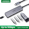 Хаб UGREEN CM219 (70336) 4-Ports USB-C 3.0 Hub. Цвет: серый