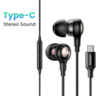 Наушники проводные UGREEN EP103 (30638) In-Ear Earphones with Type-C Connector.  Цвет: черный