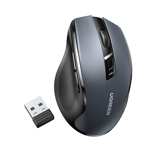 Мышка компьютерная беспроводная UGREEN MU006 (15063) Ergonomic Wireless Mouse 2.4G 4000DPI Silence Design с батарейкой АА. Цвет: черный