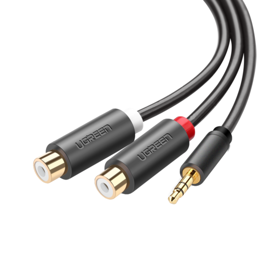 Кабель UGREEN AV109 (10547) 3.5mm Male to 2RCA Female Cable . Длина: 25 см. Цвет: серый