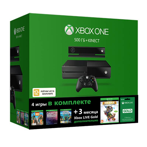 Игровая консоль Xbox One ГБ + Kinect 4 игры(DCS, KSR, Zoo Rare Replay) + 3 мес LIVE GOLD дополнительно в комплекте | Развлечения