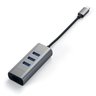 USB-хаб Satechi Type-C 2-in-1 USB 3.0 Aluminum 3 Port Hub and Ethernet Port. Интерфейс Type-C. Порты: Ethernet (10/100/1000Mbps), 3 x USB 3.0. LED подсветка. Цвет серый космос.