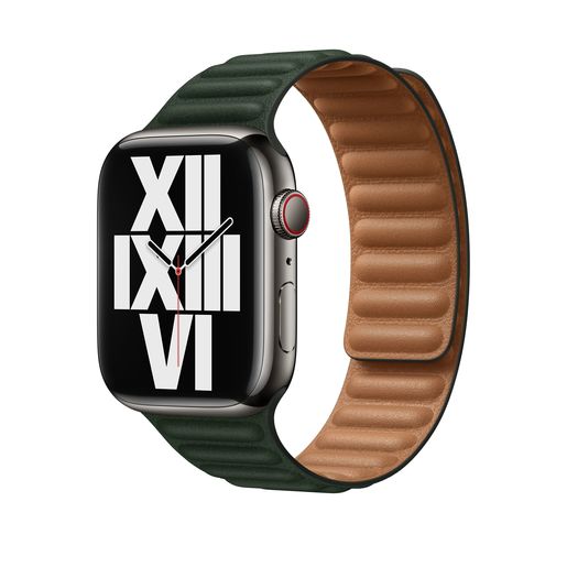 Apple Watch 45mm Sequoia Green Leather Link M/L,Кожаный ремешок цвета «зеленая секвойя» 45 мм M/L 