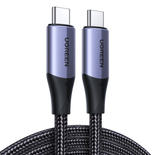 Кабель UGREEN US355 (80150) USB-C 3.1 M/M Gen2 5A Cable в оплетке. Длина 1 м. Цвет: черный