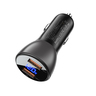 Автомобильное зарядное устройство ACEFAST B7 metal car charger 45W USB-A + USB-A with digital display с цифровым дисплеем. Цвет: черный/полупрозрачный черный