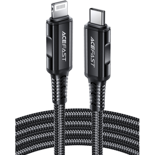 Кабель ACEFAST C4-01 USB-C to Lightning aluminum alloy charging data cable. Длина 1,8 м. Цвет: черный