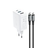 Сетевое зарядное устройство ACEFAST A17 65W GaN multi-function HUB charger set EU с кабелем USB-C - USB-C. Цвет: белый