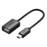 Кабель UGREEN US249 (10383) Mini USB 5Pin Male To USB 2.0 A Female OTG Cable. Длина 10 см. Цвет: черный