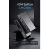 Сплиттер UGREEN CM186 (50707EU) HDMI 2.0 Splitter 1-In 2-Out 5V 2A (DC 3.5*1.35*9.5mm). Цвет: черный