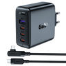 Сетевое зарядное устройство с кабелем ACEFAST A37 PD100W GaN (3*USB-C+USB-A) charger set (EU). Цвет: черный