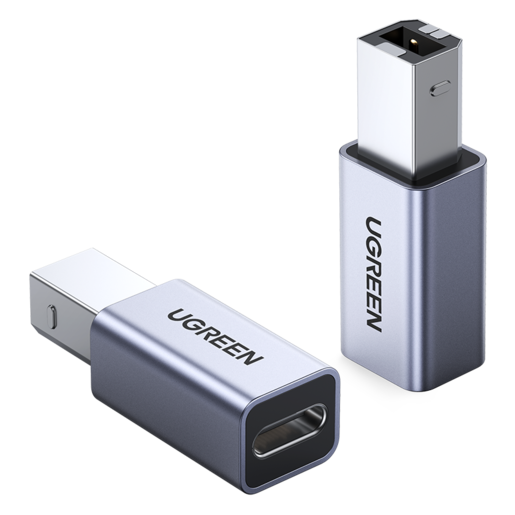 Адаптер UGREEN US382 (20120) USB2.0 USB-C/F to USB2.0 B/M Adapter Aluminum Case. Цвет: серый